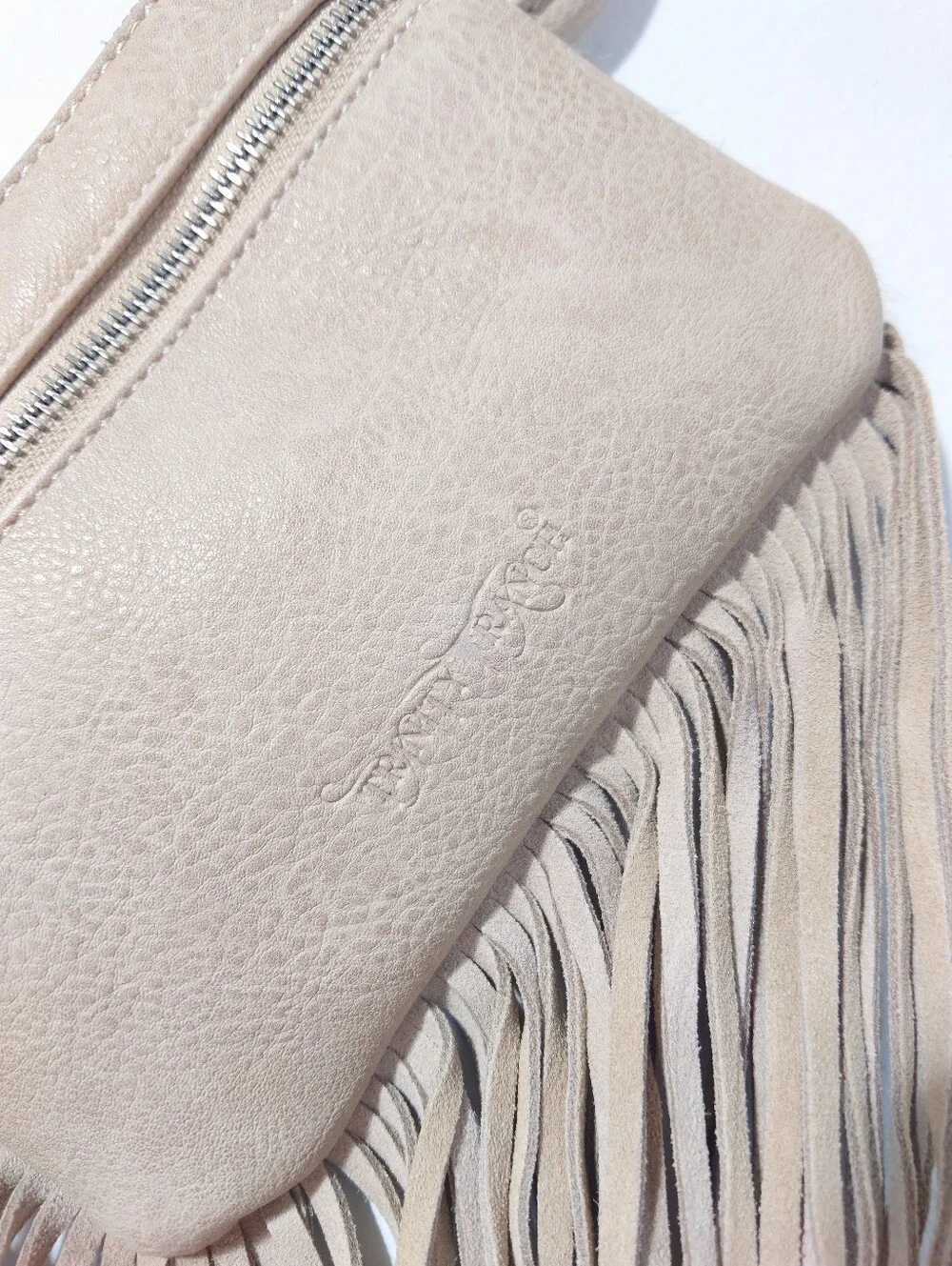 Trinity Ranch Western Hair-On Hide Fringe Ring Handle Clutch Bag